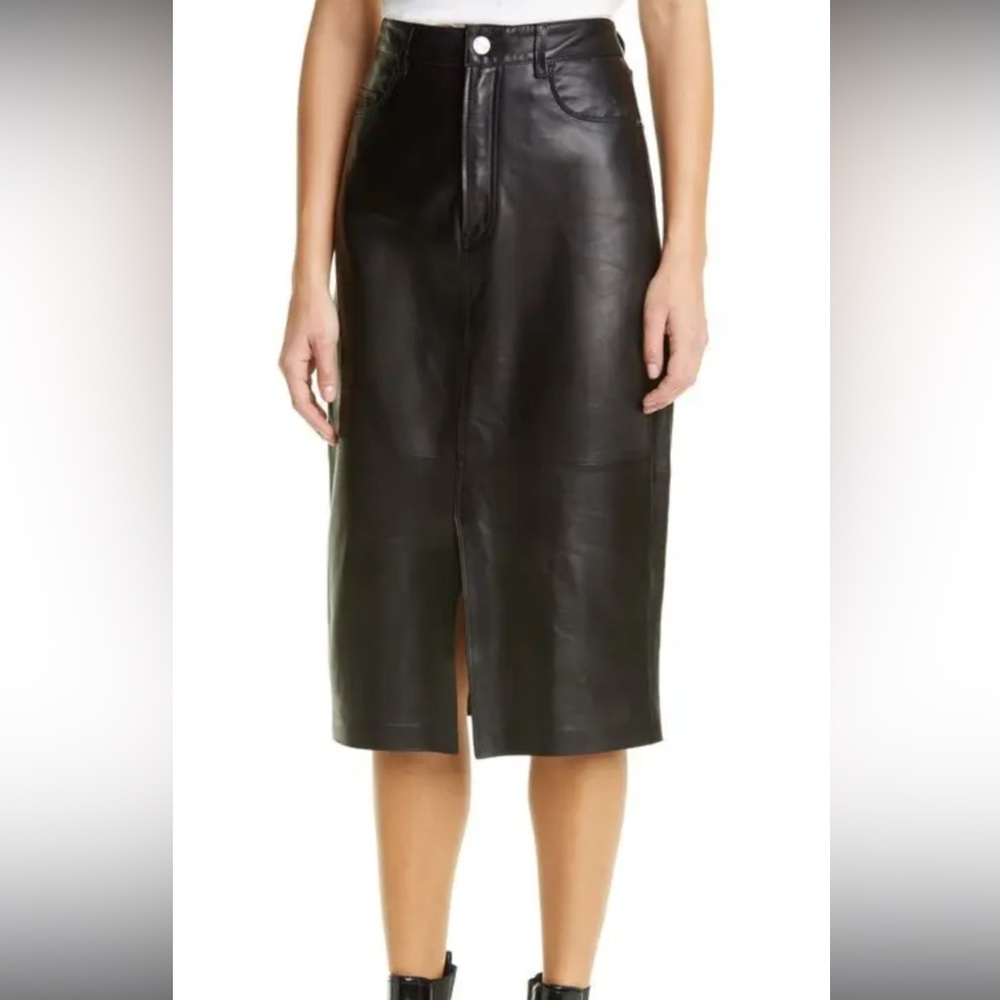 NWOT 7 For all Mankind Vegan Leather midi Skirt